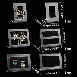 アクリルイヤリングディスプレイスタンドセット  長方形  ホワイト  5.8~5.9x6~15x8.7~12.3cm  3個/セット&nbsp;EDIS-WH0006-21