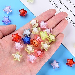透明なアクリルビーズ  二層ビーズ  多面カット  スター  ミックスカラー  14x15x8.5mm  穴：2mm&nbsp;X-TACR-S152-02A-A