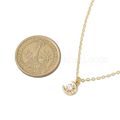 Collane con ciondolo a forma di stella di luna con pavé di ottone placcato a cremagliera per donne&nbsp;NJEW-JN05000