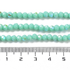 オペークガラスビーズ連売り  ファセット（32ファセット）  ラウンド  アクアマリン  4mm  穴：0.8mm  約87~93個/連  32~33cm&nbsp;EGLA-A035-P4mm-L14