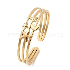 Браслеты-манжеты из нержавеющей стали 304 для женщин&nbsp;BJEW-B120-07G-03