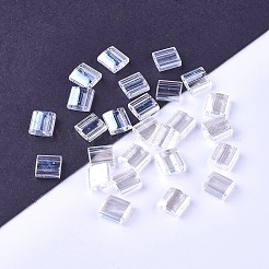 MIYUKIティラビーズ  日本製シードビーズ  2穴  （TL160)クリスタルの光沢  5x5x1.9mm  穴：0.8mm  約5900個/500g&nbsp;SEED-MY05-TL160
