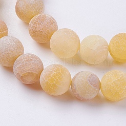 天然石風化瑪瑙ビーズ連売り  染め  艶消し  ラウンド  オレンジ  10mm  穴：1mm  約38~40個/連  14インチ&nbsp;G-G589-10mm-02