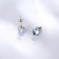 Латунные плоские круглые серьги-гвоздики с кубическим цирконием EB9098