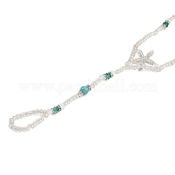 Сплав кристалл стразы морская звезда круглая стеклянная бисерина эластичное кольцо на палец ноги браслеты для женщин AJEW-K052-01