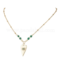 Подвеска в форме сердца с изображением сглаза из латуни с кубическими цирконами&nbsp;NJEW-JN05803-02