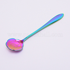 ステンレス鋼のローズスプーン  磁器ハンドル付き  食器キッチン用  虹色  121.5x28.5x8mm&nbsp;STAS-WH0015-69M