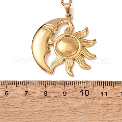 Collane con ciondolo sole e luna in acciaio inossidabile 304 e catena a maglia fine per uomo e donna&nbsp;NJEW-K308-04D-G