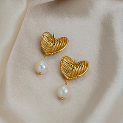 Boucles d'oreilles pendantes à clous en acier inoxydable 304 texturé pour femmes&nbsp;EE0643