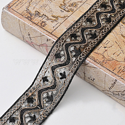 Nastro in pizzo ricamato in poliestere da 10 metro con paillette&nbsp;PW-WG94215-02