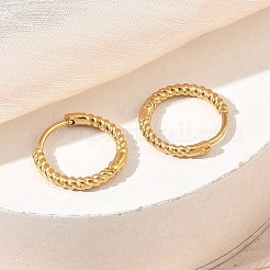 Pendientes de aro pequeños de acero inoxidable 304 con textura retorcida&nbsp;SA-CBA46AF-27G-02