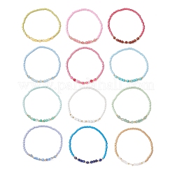 Браслет из стеклянного бисера и натуральных смешанных драгоценных камней для женщин (12 шт.)&nbsp;BJEW-MZ00311