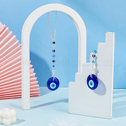 Плоская круглая смола с автомобильным кулоном от сглаза HJEW-AB00015