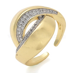 Кольца-манжеты для пальцев с микропаве из прозрачных кубических цирконий из латуни для женщин&nbsp;RJEW-B112-12GP