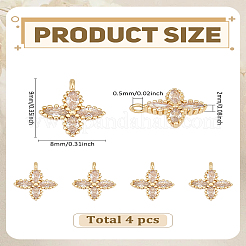 4 шт. латунные подвески с кубическим цирконием&nbsp;KK-LP0004-11
