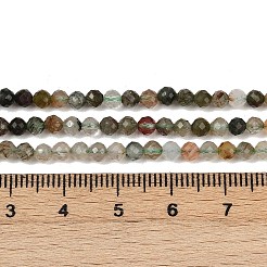 Нити бусин из натурального зеленого рутилированного кварца G-RM241221-B47