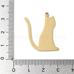 304ステンレスペンダント  猫の形のチャーム  18KGP本金メッキ  29x26.5x1.5mm  穴：1.5mm&nbsp;STAS-E501-13G