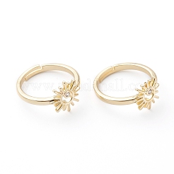 Регулируемые латунные кольца с прозрачным кубическим цирконием RJEW-Z006-H-01G