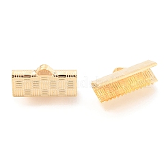 304ステンレススチールリボンカシメエンドパーツ  ゴールドカラー  7x15x5.5mm  穴：2.5x1.5mm&nbsp;STAS-H151-19C-G