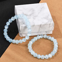 Bracelets extensibles en perles rondes de sélénite naturelle teintée pour femmes&nbsp;G-U005-02G