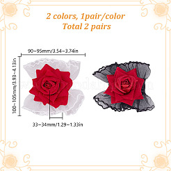 4 Stück 2 Farben Seidenstoff Rose Spitze Handfesseln&nbsp;DIY-HY0002-34