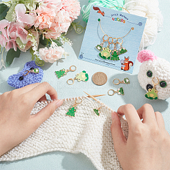 Подвеска в виде лягушки из сплава эмали с замком маркеры петель HJEW-AB00070