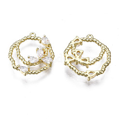 Латунные микропаве прозрачные кубические циркониевые подвески&nbsp;ZIRC-S069-026G