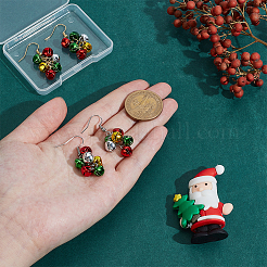 2 пара двухцветных железных и латунных рождественских серег-колокольчиков&nbsp;EJEW-PH01452