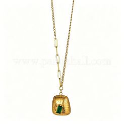 Collares con colgante de acero inoxidable 304 con circonitas cúbicas verdes engastadas&nbsp;WG5E316-01