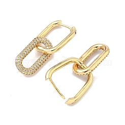 Серьги-кольца из латуни с микро-паве из фианита&nbsp;EJEW-G274-09G-02