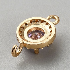 Подвески-коннекторы из латуни с покрытием из светлого золота и фианитами&nbsp;KK-CJC0001-41KCG-04