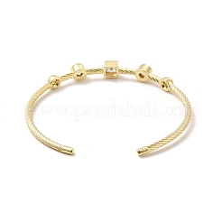 Прозрачный кубический цирконий квадратный браслет-манжета BJEW-E032-03G