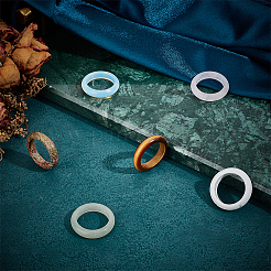 6 шт. 6 стиля натуральных и синтетических драгоценных камней кольца для унисекс&nbsp;RJEW-BC0001-25