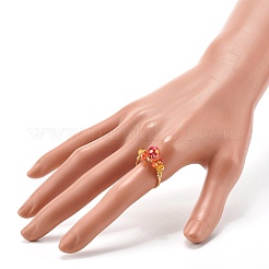 Anello per dito con perline di vetro sfaccettato placcato&nbsp;RJEW-TA00014-03