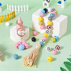 160шт окрашенные европейские бусины из натурального дерева&nbsp;WOOD-TA0002-60