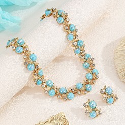 Комплекты из круглых бусин и серег-гвоздиков из сплава FS-WGD3AFB-01