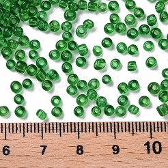 ガラスシードビーズ  トランスペアレント  ラウンド  グリーン  8/0  3mm  穴：1mm  約10000ビーズ/ポンド&nbsp;SEED-A004-3mm-7