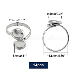 14 шт. фурнитура для открытого манжетного кольца из нержавеющей стали 304&nbsp;STAS-PH0004-47