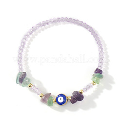 Bracelets extensibles en fluorite naturelle et perles de verre&nbsp;IK4988-6
