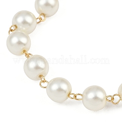 Bracciali a maglie con perle di vetro rotonde per donna&nbsp;BJEW-JB12051-01