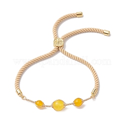 Браслеты-слайдеры из натуральных смешанных драгоценных камней с круглыми бусинами BJEW-JB11054