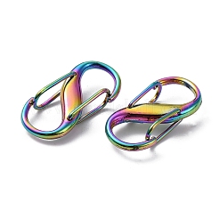 アルミニウム合金ダブルゲートカラビナ S フッククラスプ  虹色  27x13x6.5mm&nbsp;FIND-WH0135-63