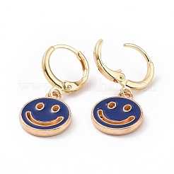 Scava fuori gli orecchini a cerchio smaltati con faccia sorridente per le donne&nbsp;LS-EJEW-G304-01KCG-05