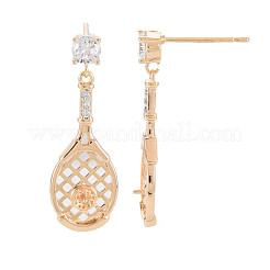 Латунные микро-паве прозрачные серьги-гвоздики из циркония&nbsp;KK-S364-057