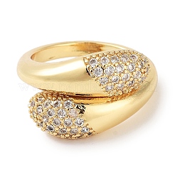 Покрытие стойки латунь паве прозрачный кубический цирконий открытые манжеты кольца&nbsp;RJEW-M172-08G