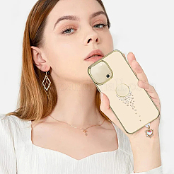 太陽、星、月、合金ガラス製モバイル防塵プラグ8個  プラスチックプラグ付き  プラチナ·ゴールデン  30~54mm&nbsp;HJEW-BM00005