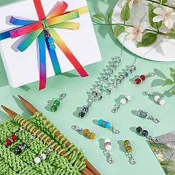 48 шт. 12 стиля железных и круглых стеклянных подвесных украшений&nbsp;HJEW-PH02238