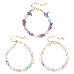 3 шт. браслеты из бусин с натуральным розовым кварцем&nbsp;BJEW-JB12309