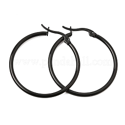 201 ステンレススチールフープピアス  304ステンレスピン付き  PVD真空メッキ  ブラック  34.5x33x2mm&nbsp;SA-CBA4A0D-16EB-B