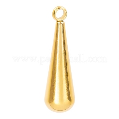 304ステンレスペンダント  ティアドロップチャーム  ゴールドカラー  17x5mm  穴：1.8mm&nbsp;PW-WG2DE0D-02